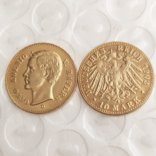 Germany 1903 Bavaria 10 Mark Gold Plated Copy Coins