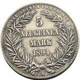 DE(39)Germany New Guinea 5 mark 1894 A Bird of Paradise Rare Silver Plated Copy Coins