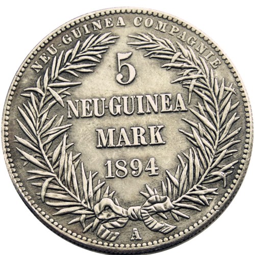 DE(39)Germany New Guinea 5 mark 1894 A Bird of Paradise Rare Silver Plated Copy Coins