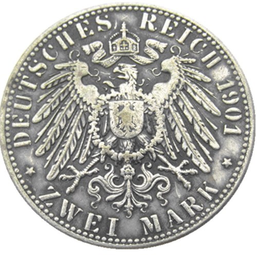 Germany 1901 2 Mark Silver Plated Copy Coin