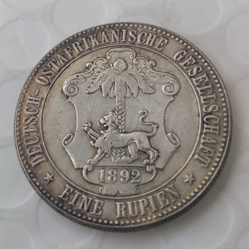 1892 German East Africa 1 Rupie Coin Guilelmus II Imperator Silver Plated Copy coin