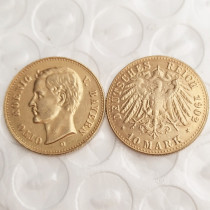 Germany 1902 Bavaria 10 Mark Gold Plated Copy Coins