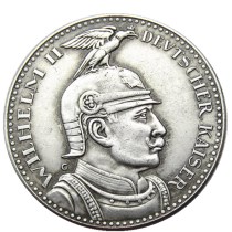 PRUSSIA (German S.) 5 Mark 1913 Proof - Bronze - PATTERN - Wilhelm II Copper/Silver Plated Copy Coin