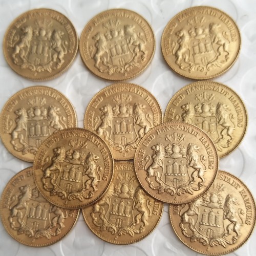Germany 10 Mark Full set(1902-1913) 11pcs Gold Plated Copy Coins