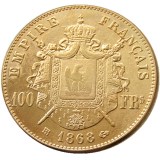France 1862 B - 1869 B 5pcs Napoleon III 100 Francs Gold Plated Copy Coin