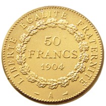 France 1904A 50 Francs Gold Plated Copy Coin