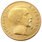 France 1855 - 1859 A B 8pcs 100 Francs Napoleon III Gold Plated Copy Decorate Coin