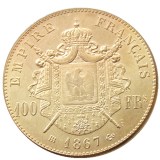 France 1862 B - 1869 B 5pcs Napoleon III 100 Francs Gold Plated Copy Coin