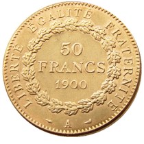 France 1900A 50 Francs Gold Plated Copy Coin
