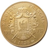France 1855 - 1859 A B 8pcs 100 Francs Napoleon III Gold Plated Copy Decorate Coin