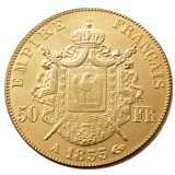 France 1855 -1859 A B 9pcs 50 Francs Gold Plated Copy Coin