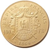 France 1862 B - 1869 B 5pcs Napoleon III 100 Francs Gold Plated Copy Coin
