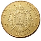 France 1862 -1868 A -B 10PCS 50 Francs Gold Plated Copy Coin