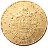France 1855 -1859 A B 9pcs 50 Francs Gold Plated Copy Coin
