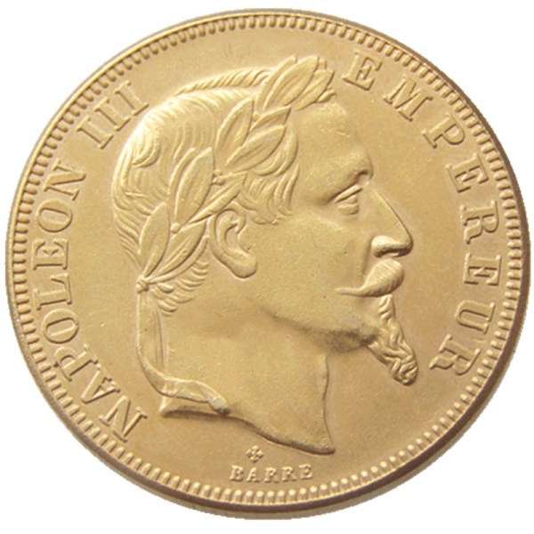 France 1865A 50 Francs Gold Plated Copy Decorate Coin