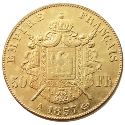 France 1857A 50 Francs Gold Plated Copy Coin