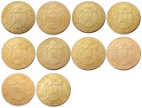 France 1862 -1868 A -B 10PCS 50 Francs Gold Plated Copy Coin