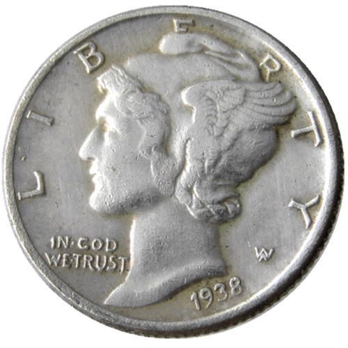 US 1938 P/S/D Mercury Dime Silver Plated Copy Coin
