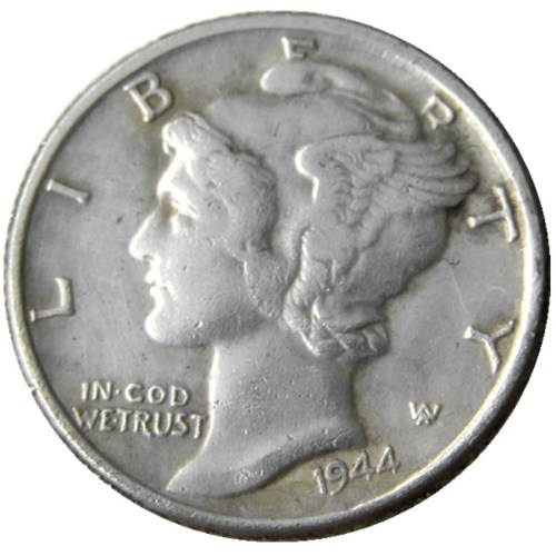 US 1944 P/S/D Mercury Dime Silver Plated Copy Coin