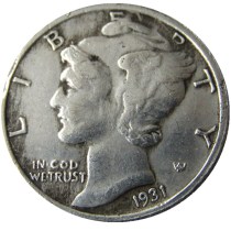 US 1931 P/S/D Mercury Dime Silver Plated Copy Coin US 1931 P/S/D Mercury Dime Silver Plated Copy Coin