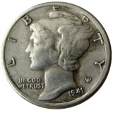 US 1941 P/S/D Mercury Dime Silver Plated Copy Coin