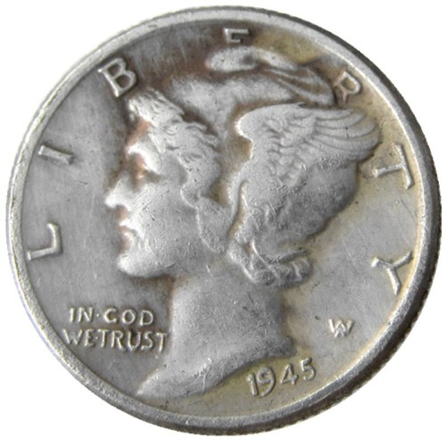 US 1945 P/S/D Mercury Dime Silver Plated Copy Coin