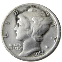 US 1921 P/D Mercury Dime Silver Plated Copy Coin