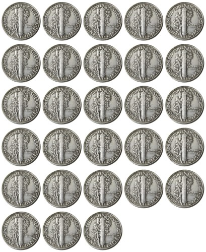 US 1916-1945 P 28PCS Mercury Head Ten Cents(Dimes) Silver Plated Copy Coin