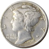 US 1918 P/S/D Mercury Dime Silver Plated Copy Coin