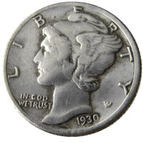 US 1930 P/S Mercury Dime Silver Plated Copy Coin
