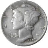 US 1942 P/S/D Mercury Dime Silver Plated Copy Coin