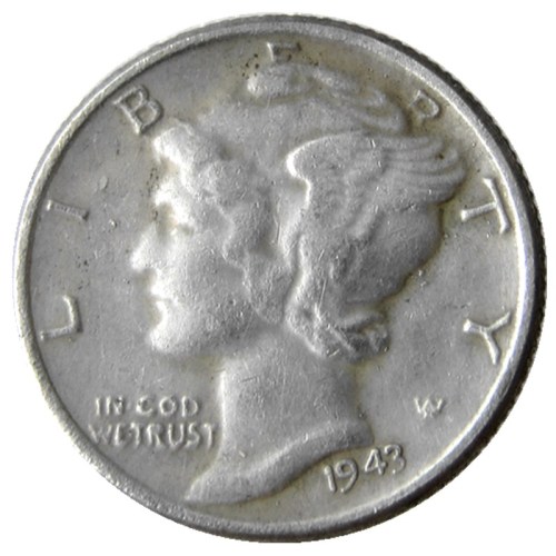 US 1943 P/S/D Mercury Dime Silver Plated Copy Coin