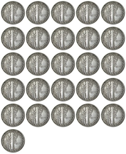 US 1916-1945 D 26PCS Mercury Head Ten Cents(Dimes) Silver Plated Copy Coin