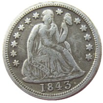 US 1843 P/S Liberty Seated Dime Silver Plated Copy Coin US 1843 P/S Liberty Seated Dime Silver Plated Copy Coin