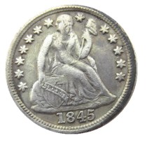 US 1845 P/S Liberty Seated Dime Silver Plated Copy Coin