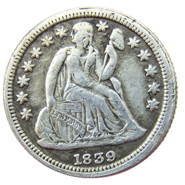 US 1839 P/S Liberty Seated Dime Silver Plated Copy Coin