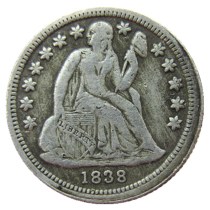 US 1838 P/S Liberty Seated Dime Silver Plated Copy Coin
