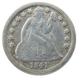 US 1841 P/S Liberty Seated Dime Silver Plated Copy Coin