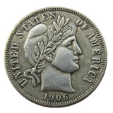 US 1906 P/S/O Barber Dime Silver Plated Copy Coin