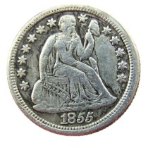 US 1855 P/S Liberty Seated Dime Silver Plated Copy Coin