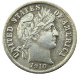 US 1910 P/S Barber Dime Silver Plated Copy Coin