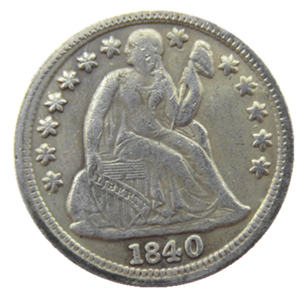 US 1840 P/S Liberty Seated Dime Silver Plated Copy Coin