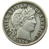 US 1900 P/S/O Barber Dime Silver Plated Copy Coin