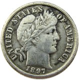 US 1897 P/S/O Barber Dime Silver Plated Copy Coin