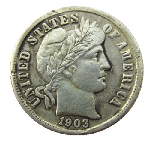 US 1903 P/S/O Barber Dime Silver Plated Copy Coin