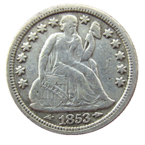 US 1853 P/S Liberty Seated Dime Silver Plated Copy Coin