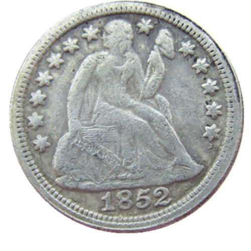 US 1852 P/S Liberty Seated Dime Silver Plated Copy Coin