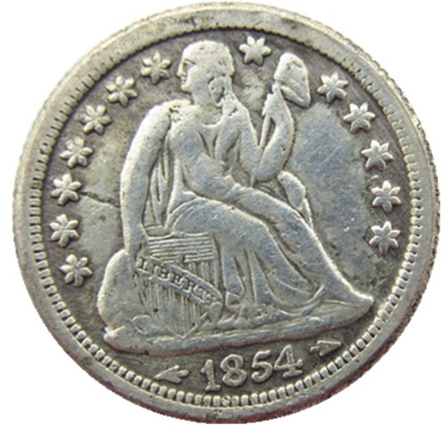 US 1854 P/S Liberty Seated Dime Silver Plated Copy Coin