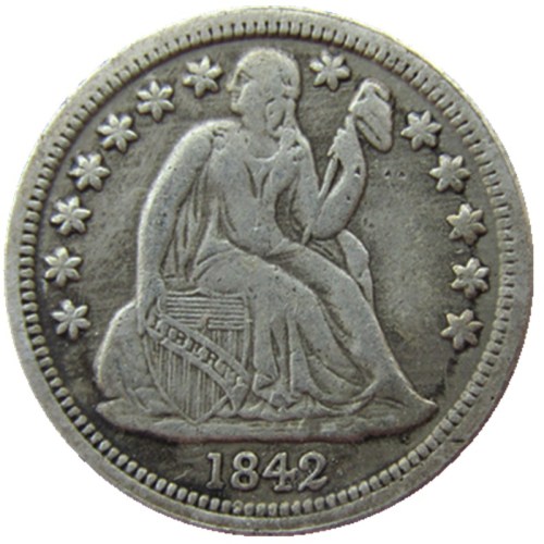 US 1842 P/S Liberty Seated Dime Silver Plated Copy Coin