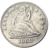 US 1852 P/O SEATED LIBERTY QUARTER DOLLARS Silver Plated Coins COPY